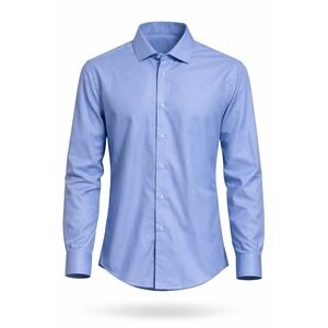 Calvin Klein Mens Dress Shirt Slim Large Blue Long Sleeve Button Down